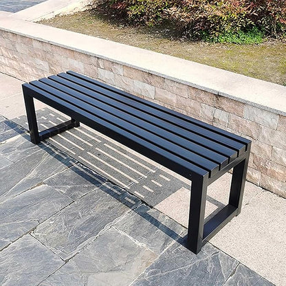 Porch Bench for Outdoor Metal Garden Benches 39in 47in 59in Patio Bench Seating 2-4 Seat for Indoor/Outdoor Entryway Parkbench Black/White(Black,39x16x18in)
