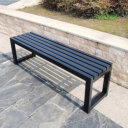 Porch Bench for Outdoor Metal Garden Benches 39in 47in 59in Patio Bench Seating 2-4 Seat for Indoor/Outdoor Entryway Parkbench Black/White(Black,59x16x18in)