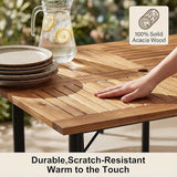 Flamaker Acacia Wood Patio Outdoor Dining Table for 6, Outdoor Table with Umbrella Hole and Metal Legs for Garden - Photo 5