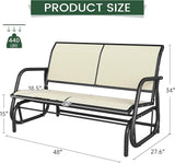 Patio Outdoor Glider Bench, High Backrest and Breathable Mesh Fabric, Yard Porch Loveseat, Outside Rocking Swing Chair - Photo 3