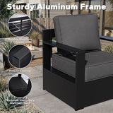 Outdoor Aluminum Furniture Set, 6-Piece Patio Conversation Set, 4 Chairs 1 Sofa and 1 Table, All-Weather Metal Frame - Photo 3
