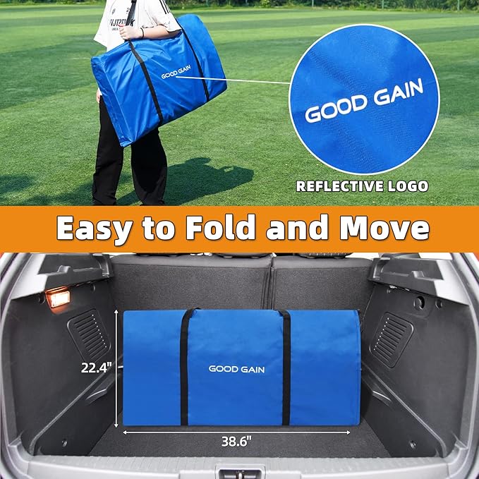 G GOOD GAIN Portable Soccer Bench - Team Bench Soccer 6 Seats with Bag, Sideline Folding Bench, Folded Chair Seating 6 for Football Camp Outdoor Sport Events, Team Chairs for Adults, Blue