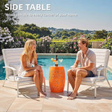 Large Outdoor Side Table, 18"H Modern Lace Cut-Out Metal End Table - Photo 5