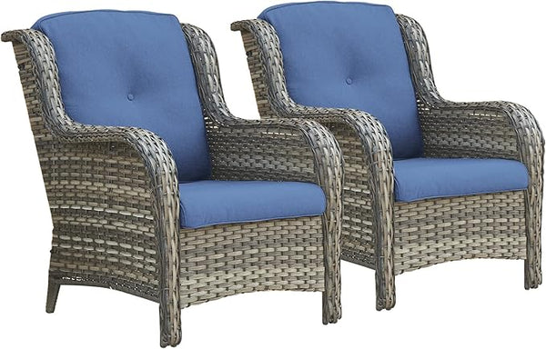 Rilyson Patio Chairs Outdoor Wicker Chair - Rattan Dining Chairs Porch Chairs Outside Club Chairs with High Back and - Photo 1
