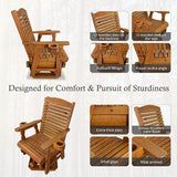 Wooden Swivel Glider Chair, 360° Outdoor Patio Rocker with Ergonomic Design, Smooth Gliding Motion, Solid Fir Wood - Photo 5