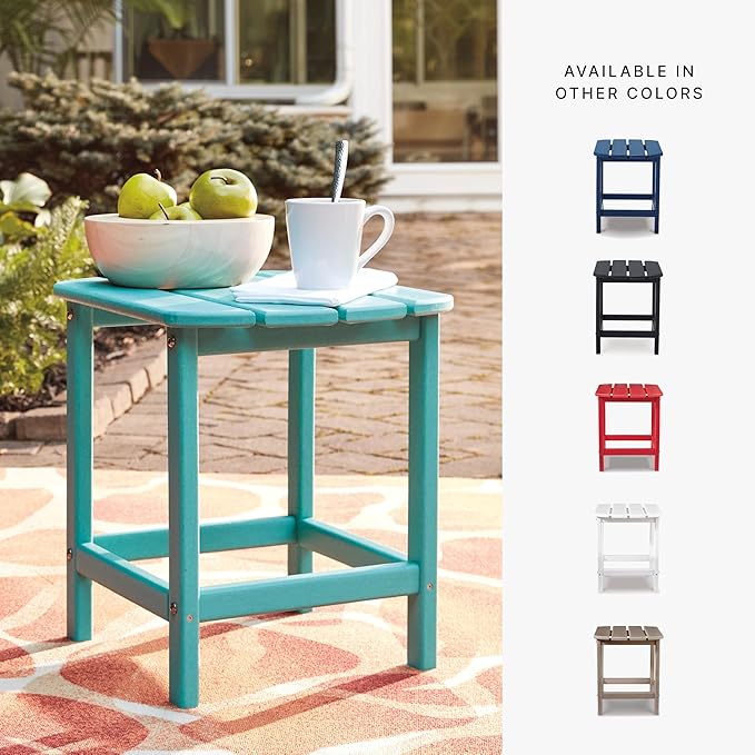 Signature Design by Ashley Sundown Treasure Outdoor Patio HDPE Weather Resistant End Table, Blue