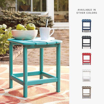 Signature Design by Ashley Sundown Treasure Outdoor Patio HDPE Weather Resistant End Table, Blue