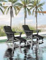 Ciokea Folding Adirondack Chair with Retractable Ottoman Fire Pit Patio Chair with Pull Out Foot Rest Weather Resistant - Photo 2