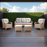 Rilyson Outdoor Patio Wicker Furniture Set - 5 Piece Rattan Patio Conversation Sectional Sofa Set with 1 Couch - Photo 2