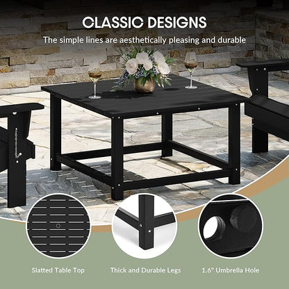 WestinTrends Malibu Low Outdoor HDPE Square Patio Coffee Table, Black