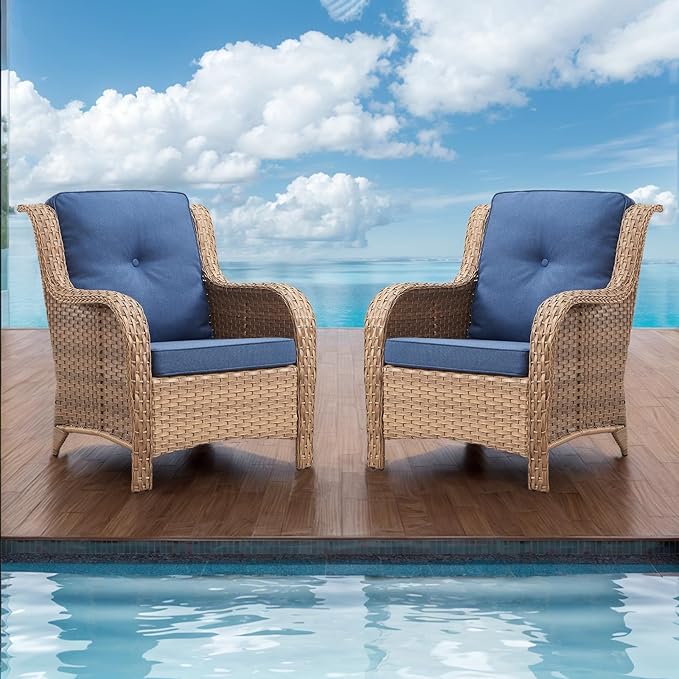 Rilyson Patio Furniture Chairs Outdoor Chair - 2 Piece Wicker Rattan Chairs Set with High Back and Deep Seating for - Photo 2