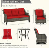 5 Piece Patio Furniture Set, 3-Seater Couch, 2 Swivel Glider Chairs and 2 Side Tables - Photo 2