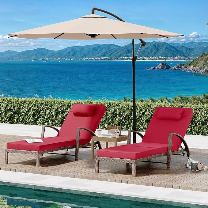 GarveeLife 2-Piece Rattan Patio Folding Chaise Lounge - Photo 3