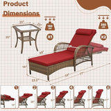 HOMEDIARY 3-Piece Outdoor Wicker Lounge Chair Set, Patio Chaise Loungers Set of 2 w/Side Table - Photo 2