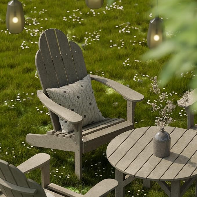Wildridge Classic 33" Occasional Table, Weathered Wood - Outdoor Weather Resistant Recycled Plastic Furniture for Patio