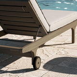 Modway Saratoga Teak Outdoor Chaise Lounge Chair in Pebble – Adjustable Wood Pool Lounge Chair with Wheels and Cushions - Photo 5