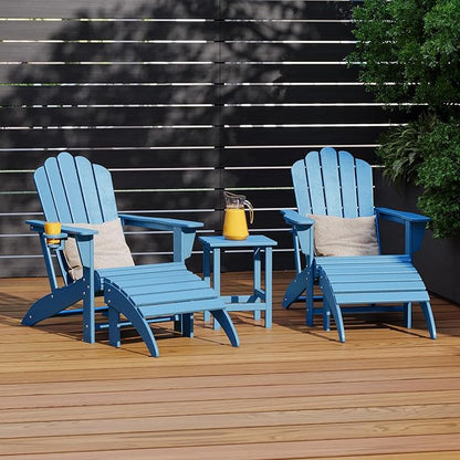 Costaelm Adirondack Chair Footrest Foldable Ottoman, Folding Ottoman Outdoor Foot Rest for Patio Waterproof, Adirondack Ottoman Outdoor, Pacific Blue