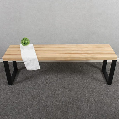 MBQQ Outdoor Soild Wood Bench,55 inch Patio Picnic Bench,Oil Finished Backless Wooden Garden Park Bench for Patio Porch, Modern Slim Indoor Dining Furniture,Sandblast Finish/Rustic Metal,Log Color