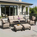 6 Pieces Metal Wicker Patio Furniture Set - 75" Sofa, 2 Armchairs and 2 Ottomans - Photo 1