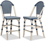 PURPLE LEAF French Counter Height Bar Stool Set of 2 25" White Print Finish Patio Bar Chairs with Back Rattan Bar - Photo 1
