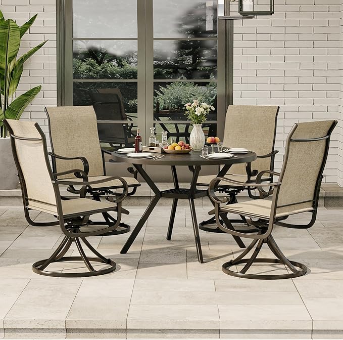 Patio Swivel Chairs Set of 4, Outdoor Dining Chairs with High Back - Photo 2