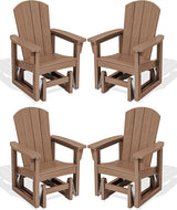SERWALL Outdoor Glider Chair Set of 4, HDPE Wood-Like Patio Glider Rocker All-Weather Porch Glider for Outside, Brown - Photo 1
