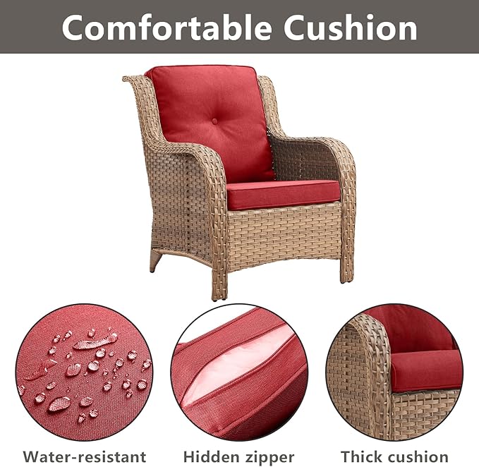 Rilyson Patio Furniture Chairs Outdoor Chair - 2 Piece Wicker Rattan Chairs Set with High Back and Deep Seating for - Photo 5
