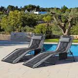 Flamaker Folding Chaise Lounge Outdoor Portable Lounge Chairs 4-Position Adjustable Camping Lounge Chair with Pillow & - Photo 2