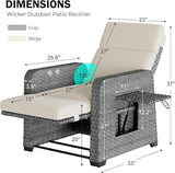 Restland Outdoor Recliner with Independent Adjustable Back & Footrest Wicker Patio Reclining Chair with Flip Table - Photo 2