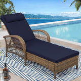 Outdoor Chaise Lounge Chair, PE Wicker Long Recliner Patio Lounge Chair with Cushion - Photo 1