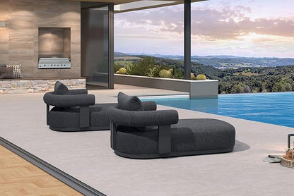 PURPLE LEAF Outdoor Chaise Lounge Set of 2 Chair Modern Aluminum Lounger Daybed with Lumbar Pillow and Armrest for Patio Poolside Beach Sunbathing Deck, Grey
