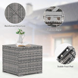 Tangkula 2 Pieces Patio Ottomans, Patiojoy Hand-Woven PE Rattan Side Table with Removable Cushion & Hidden Storage Space - Photo 8