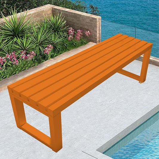 Metal Garden Bench Weatherproof Outdoor Benches Park Bench Patio Seat Front Porch Seat 3.3ft 3.9ft 4.9ft 5.9ft Backless Chair for Yard Entryway Indoor(Orange,4.9ft)