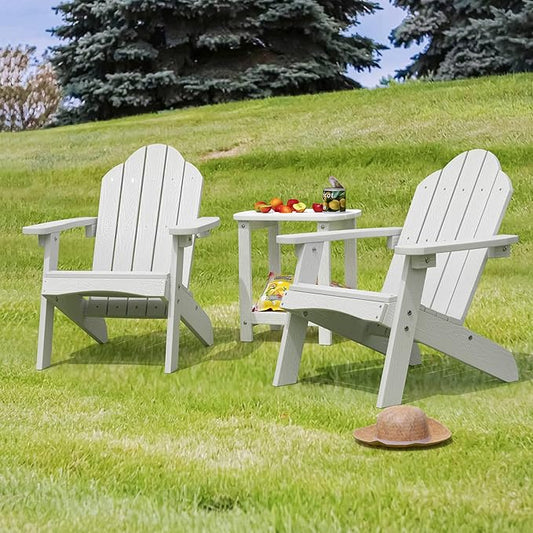 LUE BONA Kids Adirondack Chair Set of 4, Poly Lumber Plastic, Weather Resistant Toddler Outdoor Patio Lounge Chair for Balcony, Backyard, White