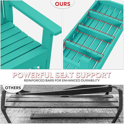 Costaelm Garden Bench, Farmhouse Park Front Porch for Entryway Bench Outdoor Seating Low Bench Patio Bench Outside/Indoor, Turquoise