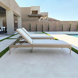 PURPLE LEAF Outdoor Chaise Lounge Set of 3 Aluminum Adjustable Patio Lounger Chairs with Cushions Reclining Beach - Photo 3
