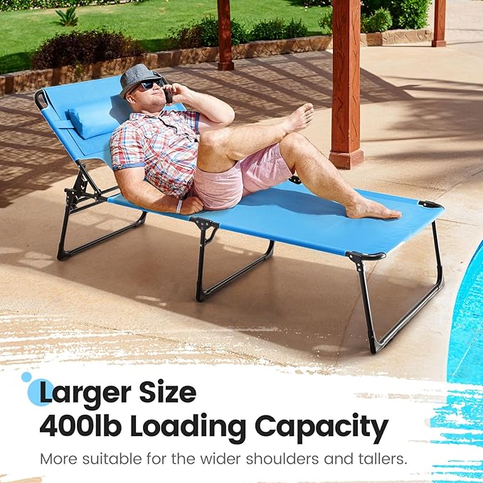 KING BIRD Tanning Chair with Face Hole, 5-Position Folding Outdoor Beach Lounge Chair for Sunbathing - Photo 6