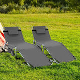Tangkula Tanning Chair, Outdoor Folding Beach Lounge Chair with Face Hole, Adjustable Footrest, Removable Pillow - Photo 1