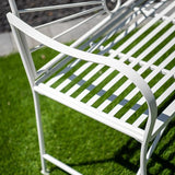 XBrand 44" L Iron Sun-Patterned Seat for Two, Patio & Porch Furniture for Park, Yard, Lawn, Balcony, Backyard – White - Photo 5