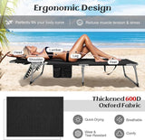 GYMAX Tanning Chair, Folding Lounger with Face/Arm Holes, Carry Handles & Side Pocket - Photo 6