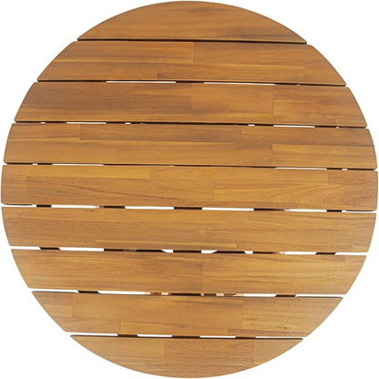 LUMISOL Patio Outdoor Acacia Wood Round Coffee Table, Circle Center Table for Backyard, Lawn, Balcony, Teak