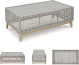 Signature Design by Ashley Seton Creek Casual Resin Wicker Outdoor Coffee Table with Tempered Glass Tabletop - Photo 7