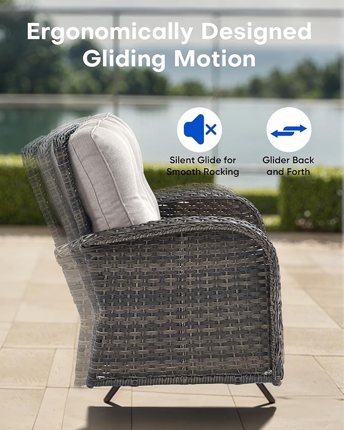 Outdoor Glider Bench-2 Seater Patio Glider Loveseat with High Back and Deep Seating Outdoor Couch for Deck Porch Garden - Photo 4