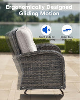 Outdoor Glider Bench-2 Seater Patio Glider Loveseat with High Back and Deep Seating Outdoor Couch for Deck Porch Garden - Photo 4