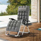 MoNiBloom Beach Chaise Lounge Chair, Patio Folding Recliner with Removable Cushion, Headrest & Tray - Photo 8