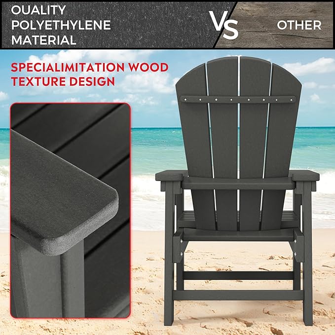Costaelm Kids Lawn Chair Set of 2, Toddler Outdoor Chair Kids Patio Furniture and Outdoor Children Picnic Activity Baby Adirondack Chairs Set of 2 for Garden, Patio, Backyard & Beach, Gray