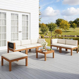 Devoko 7 Piece Acacia Wood Patio Sofa, Outdoor Sectional Coach and Love Seat with Coffee Table - Photo 7