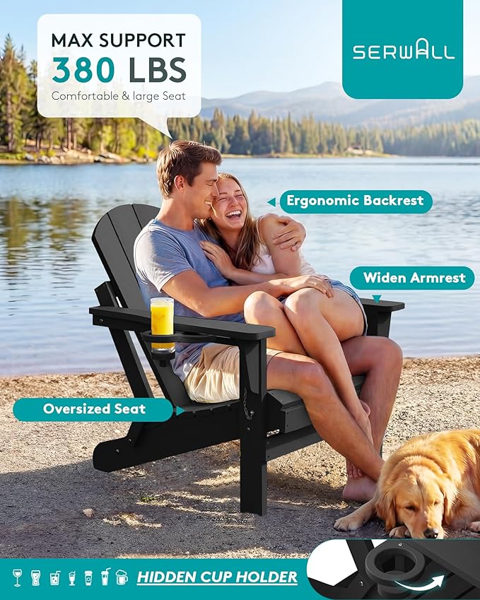 SERWALL Folding Adirondack Chair Set of 2 - Photo 5