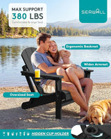 SERWALL Folding Adirondack Chair Set of 6, Weather Resistant HIPS Lawn Chairs with Cup Holder for Backyard, Garden - Photo 5