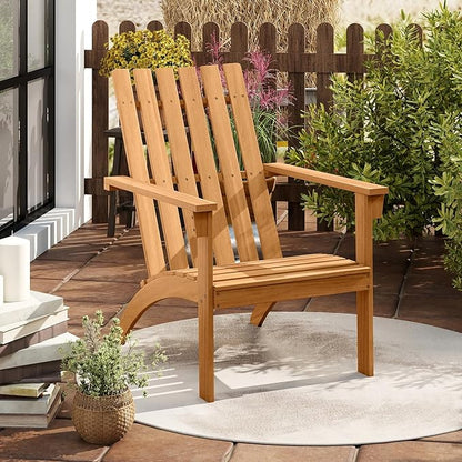 Giantex Adirondack Chairs Set of 4, Acacia Wood Fire Pit Chairs w/Inclined Seat, High Backrest, Ergonomic Outdoor Slatted Patio Chairs for Backyard, Poolside, Lawn, Porch